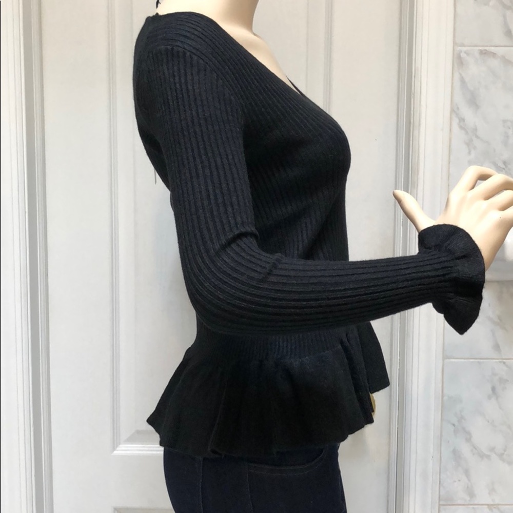 Long sleeve scoop neck ruffled sweater top. - Picture 5 of 9